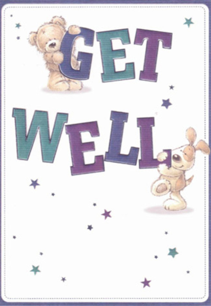 A celebration of tender encouragement, this illustrated get well card features two devoted companions-a gentle bear and an eager puppy-surrounded by a sprinkle of twinkling stars that resemble smiles lighting up a Tulse Hill evening. The duo's soft forms and expressive, loving eyes convey comfort and empathy, turning the act of wishing well into an artful expression. The typography is bold and dynamic, shaded in fig-purples and peacock-aquas; the words 'GET WELL' form a centerpiece that grounds the image in optimism. The background is a flawless white, similar to the fresh, open light that fills local homes after a morning flower delivery from nearby West Norwood. The scattered stars in varying blues and violets add a whimsical, airy dimension, reflecting the magic and hope infused in well-wishes within our close-knit community. You can almost feel the fluffy texture of the bear's fur and the silken touch of the puppy's ears-details that evoke the tactile joy of receiving a handmade bouquet from a Tulse Hill florist. The entire scene is suffused with a buoyant, uplifting energy, making it an ideal companion to a get well message or a thoughtful arrangement. This card is more than illustration; it's a gentle salve crafted to lift spirits, echoing the depth of care and sincerity we share as neighbours.