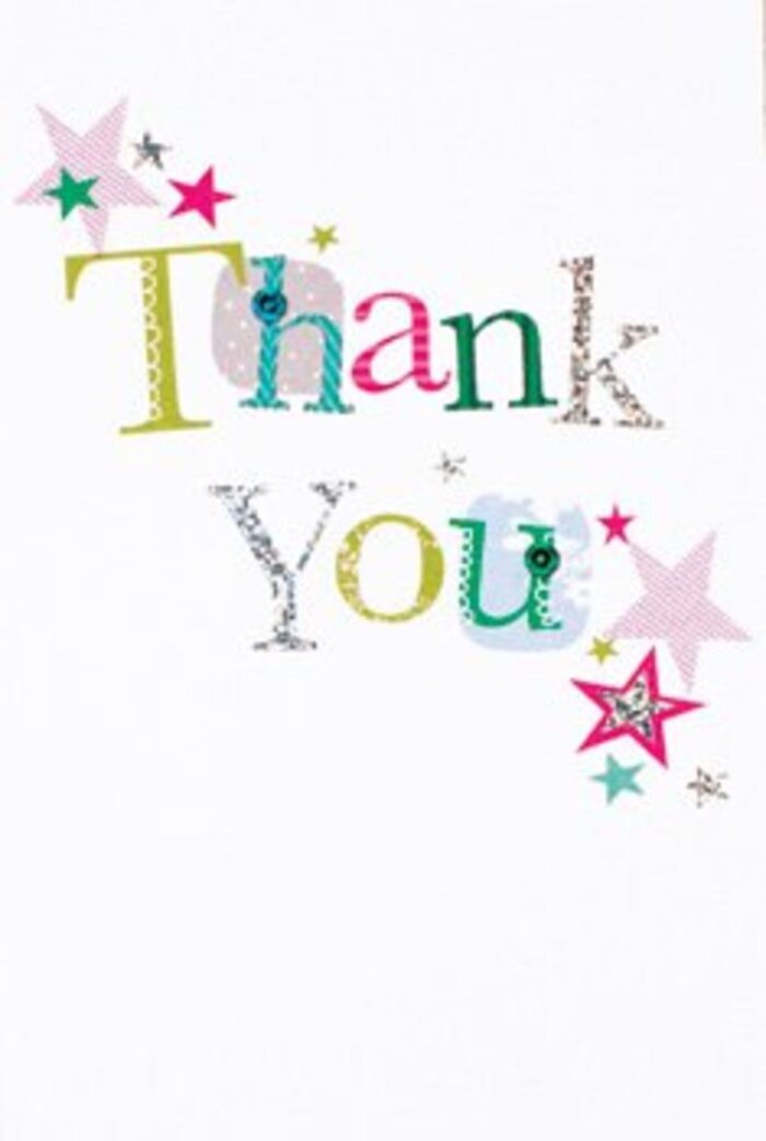 Elegant yet exuberant, this thank you card offers a quietly enchanting expression of gratitude, ideal for sharing among neighbours and friends in Tulse Hill. Each letter making up 'Thank You' stands out with its own mood and personality-some playful and dotted with cheerful spots, others flowing with gentle, almost musical curves. Rich hues-lime green, bright fuchsia, tranquil blue-reflect the ever-changing shades seen in local gardens and parks stretching toward Brixton Hill. Near the message, clusters of stars shimmer: some striped in vivid pink, others filled with deep turquoise or cool silver, as if blessing the sentiment with a burst of joy. The composition is airy and uncluttered, with the pure white background letting each colour and colorful accent come alive like morning light streaming into a florist's shop. There is an understated sophistication here-an approachability fit for thank-yous across all walks of life in Tulse Hill, from heartfelt school notes to gestures of recognition for community volunteers. Imagine the card tucked into a vibrant arrangement from Florist Tulse Hill, its warmth as lasting as the fragrance of fresh blooms. This design celebrates gratitude in a way that feels both modern and timeless, ensuring every thank you is memorable and deeply felt.