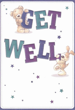 Immediately inviting warmth and comfort, this get well card's artwork is a heartfelt scene awaited on a quiet Tulse Hill morning. A cuddly teddy bear, with fur suggesting buttery softness, balances atop the word 'GET,' while a spirited little puppy, its ears flopping endearingly, nudges the bold 'WELL' below. Their rounded forms and expressive faces radiate companionship and hopeful encouragement, echoing the genuine hospitality found in our own community. The typography-thick, playful letters in rich tones of purple and teal-leaps forth, adding vibrancy against the clean white background reminiscent of a sunlit window along Norwood Road. Star-shaped bursts freckle the scene: deep violets, bright teals, and gentle blues, each one sparkling with possibility, much as a fresh bouquet brings hope to a recovering friend. You can sense the artists' meticulous care in every brushstroke, much as we arrange flowers in the shop with thought and love for our neighbours. The card radiates lighthearted cheer and sincerity, embodying the kind of comfort and kindness we aim to deliver daily throughout Tulse Hill. Whether paired with a bouquet or sent on its own, this card is an embrace-soft, uplifting, and perfectly tailored for anyone in need of a little extra well-wishing in our vibrant corner of London.